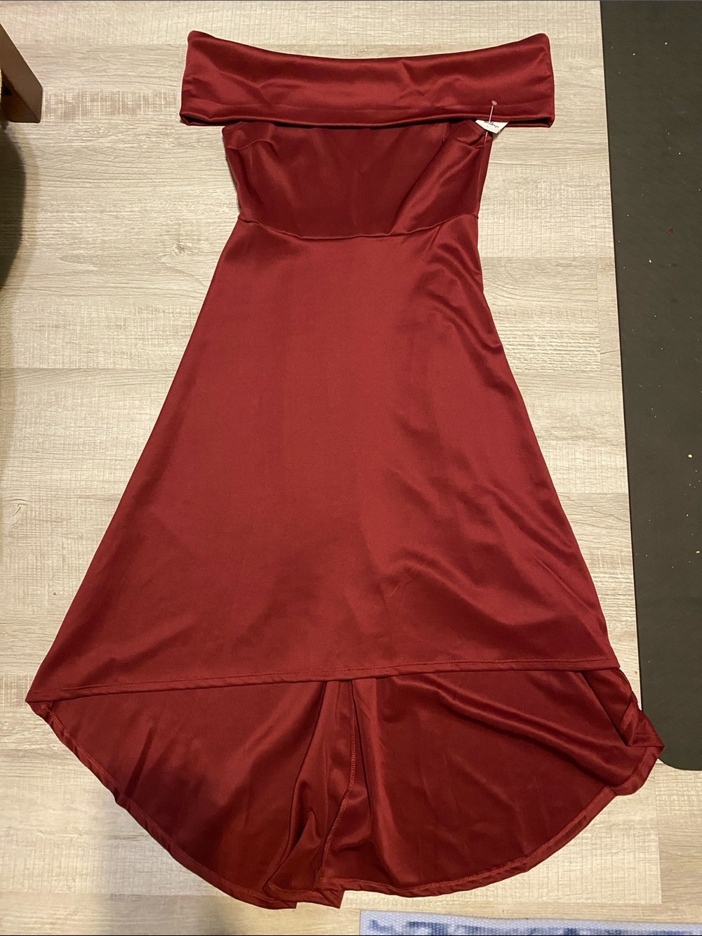 Charlotte Russe Burgundy Off-Shoulder High-Low Dress